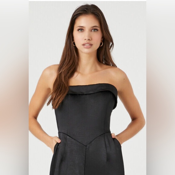 NWT Satin Foldover Strapless Jumpsuit - Picture 2 of 6